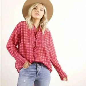 Free People Plaid Miles Tuxedo Shirt